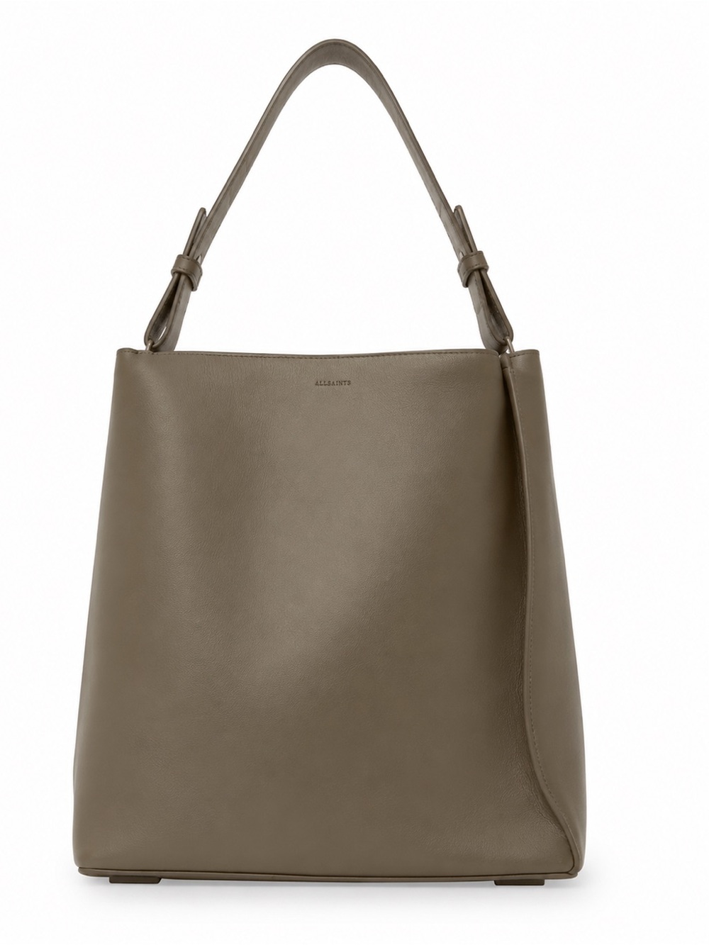AllSaints Kita Gray Leather Shoulder Bag Greige